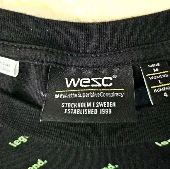 WESC Mason Legend 100% Cotton Black/Green Graphic T-shirt Unisex MM/WL - Picture 5 of 7